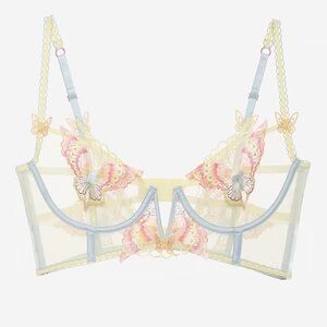 For Love & Lemons Pastel Papillon Longline Bra Size 34DD NWT